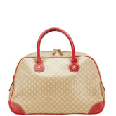 セリーヌ マカダム ハンドバッグ ブラウン レッド PVC レザー レディース CELINE 【中古】